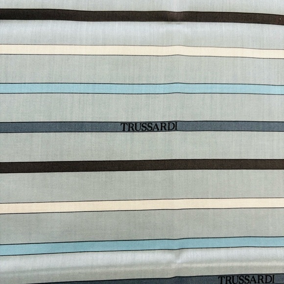 Trussardi Multicolored Cotton Striped Square Unisex Bandanna/Scarp 20” X 20” - Picture 3 of 9